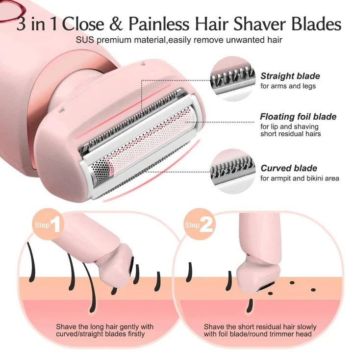 Women's Rechargeable Electric Shaver - Cordless, Waterproof, and Ergonomic Design for Smooth, Effortless Shaving