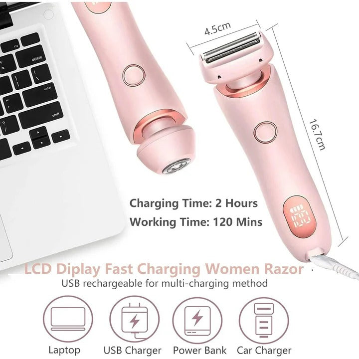 Women's Rechargeable Electric Shaver - Cordless, Waterproof, and Ergonomic Design for Smooth, Effortless Shaving