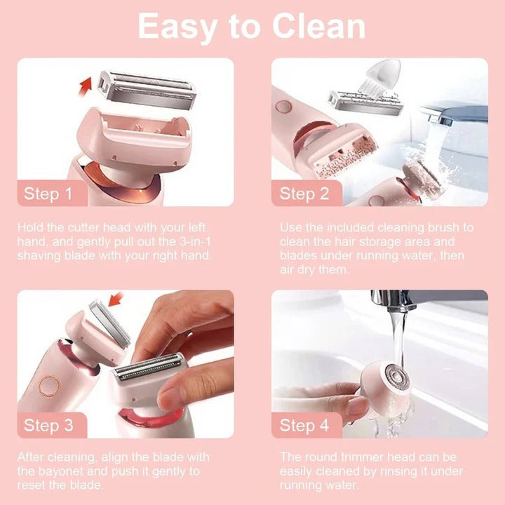 Women's Rechargeable Electric Shaver - Cordless, Waterproof, and Ergonomic Design for Smooth, Effortless Shaving