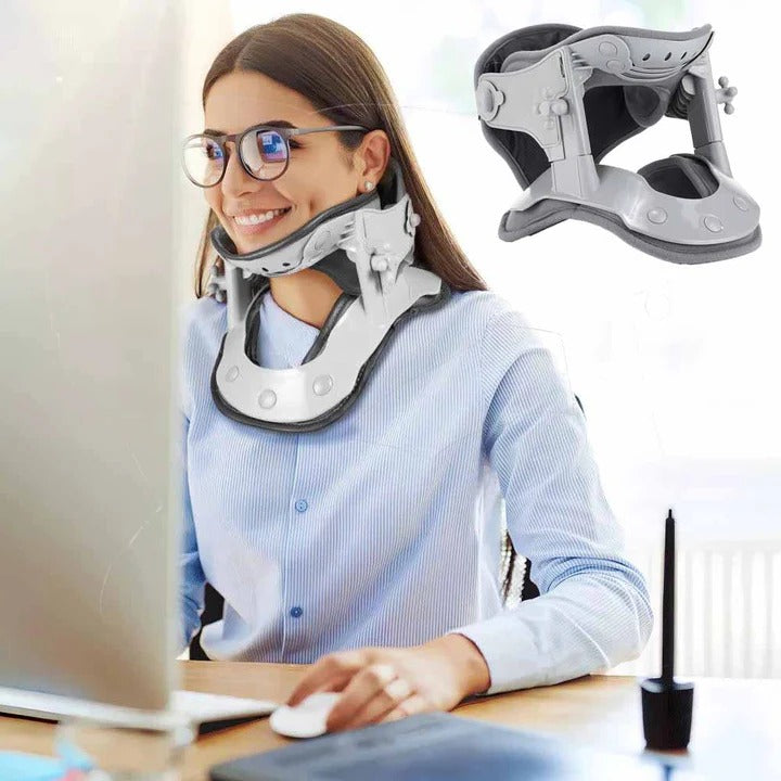 Adjustable Cervical Neck Traction Device with Heat Therapy - Relieve Neck Pain & Improve Posture