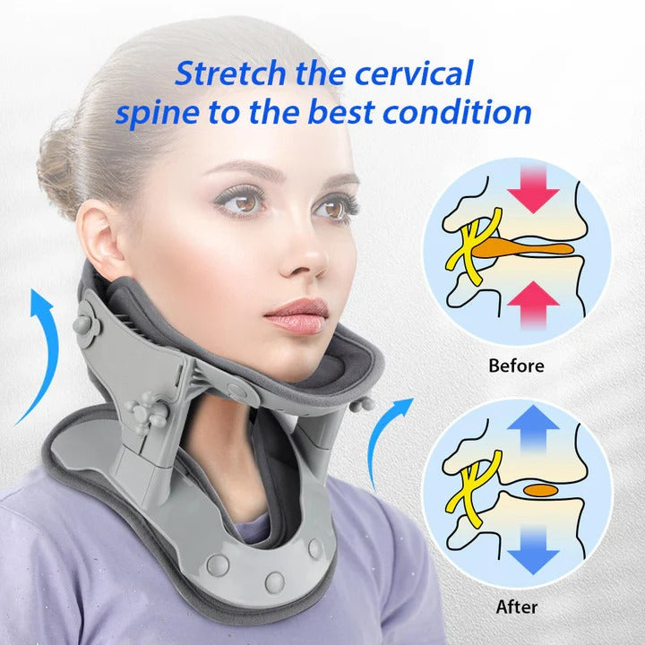 Adjustable Cervical Neck Traction Device with Heat Therapy - Relieve Neck Pain & Improve Posture