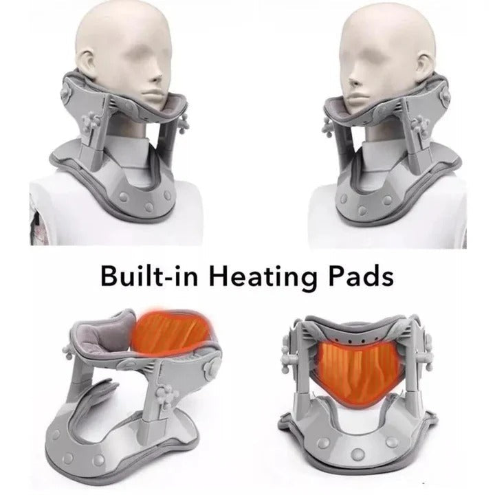 Adjustable Cervical Neck Traction Device with Heat Therapy - Relieve Neck Pain & Improve Posture