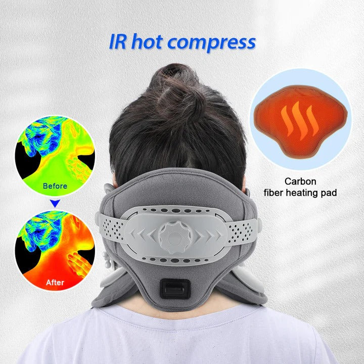 Adjustable Cervical Neck Traction Device with Heat Therapy - Relieve Neck Pain & Improve Posture