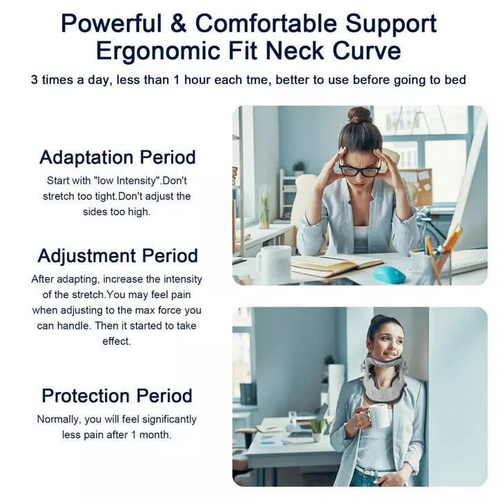 Adjustable Cervical Neck Traction Device with Heat Therapy - Relieve Neck Pain & Improve Posture