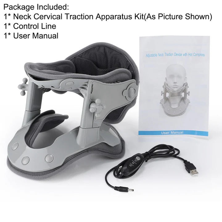 Adjustable Cervical Neck Traction Device with Heat Therapy - Relieve Neck Pain & Improve Posture