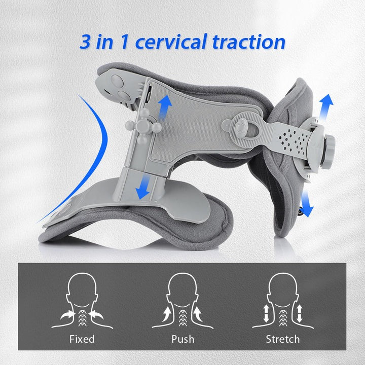 Adjustable Cervical Neck Traction Device with Heat Therapy - Relieve Neck Pain & Improve Posture
