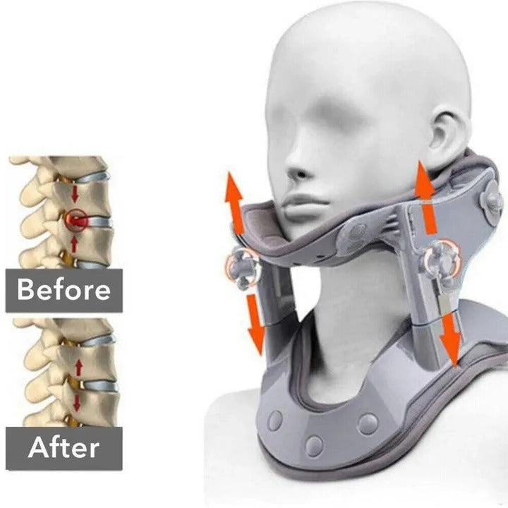 Adjustable Cervical Neck Traction Device with Heat Therapy - Relieve Neck Pain & Improve Posture