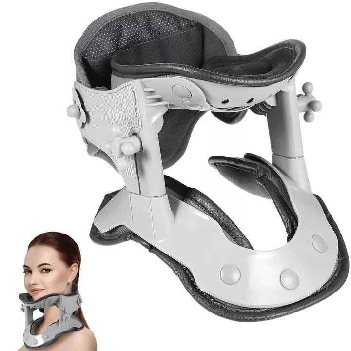 Adjustable Cervical Neck Traction Device with Heat Therapy - Relieve Neck Pain & Improve Posture