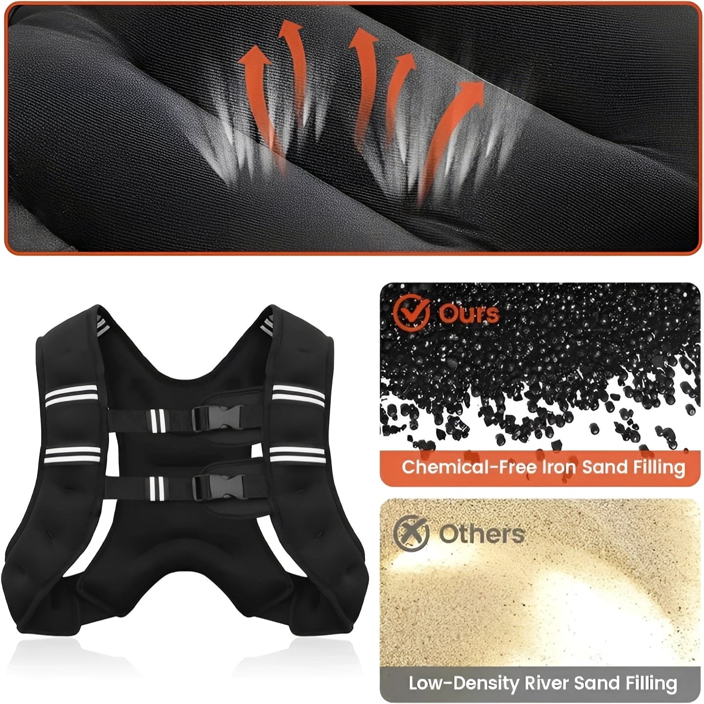 Adjustable Weighted Fitness Vest with Reflective Safety Strips for Enhanced Visibility and Performance