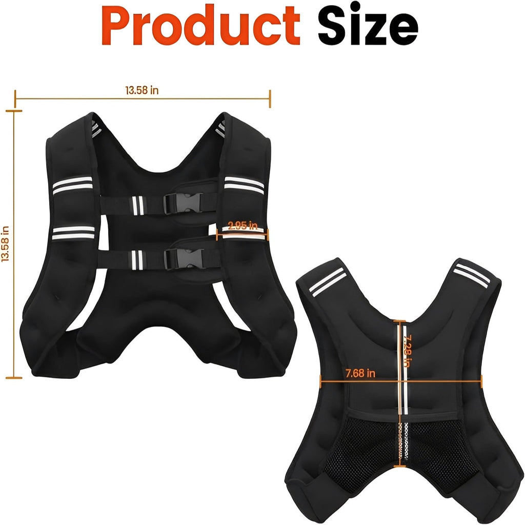 Adjustable Weighted Fitness Vest with Reflective Safety Strips for Enhanced Visibility and Performance
