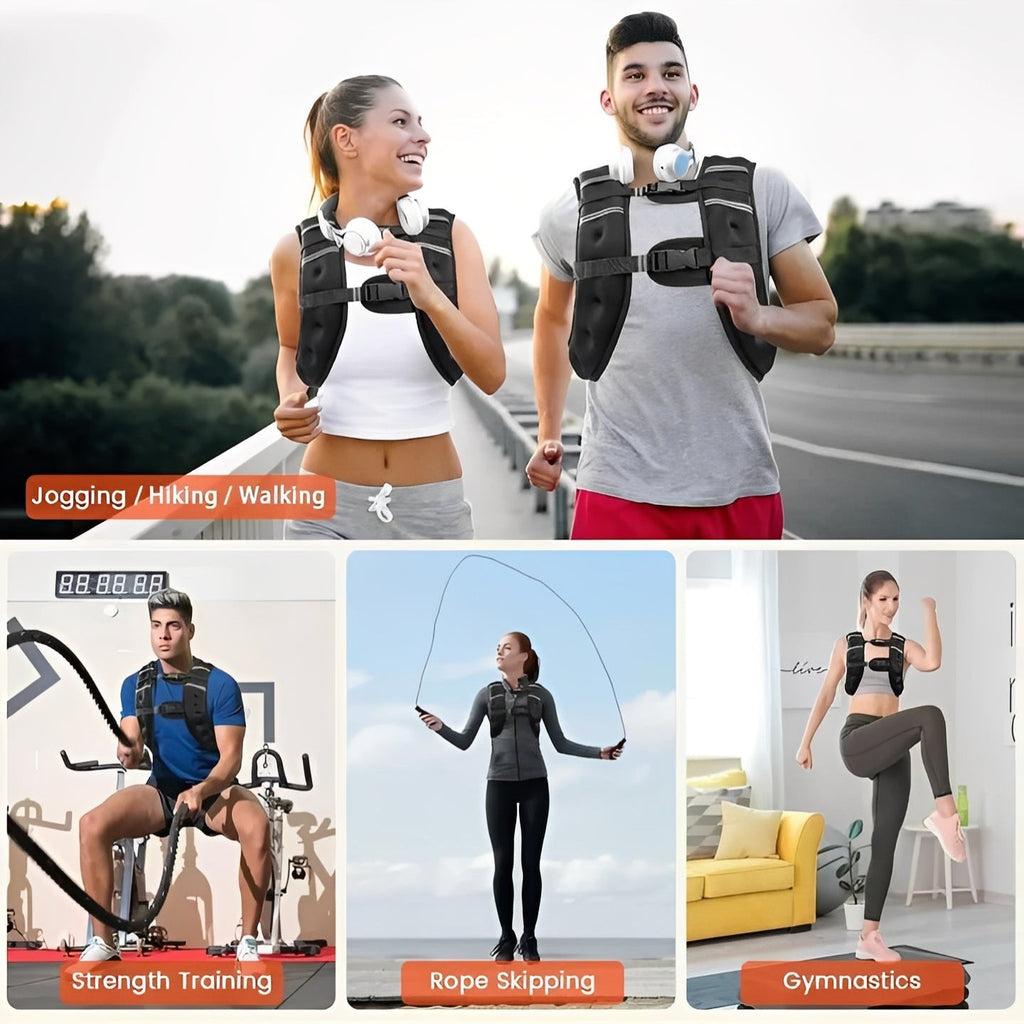 Adjustable Weighted Fitness Vest with Reflective Safety Strips for Enhanced Visibility and Performance