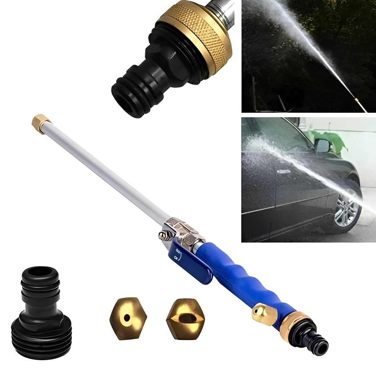Dual Function Pressure Washer - 8m Spray Reach, Brass Connector, Ideal for Efficient Cleaning