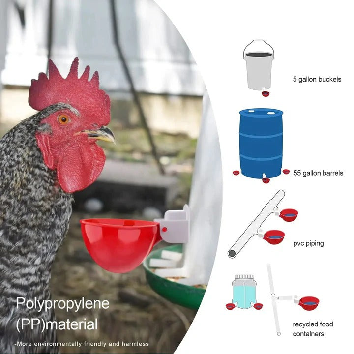 Automatic Chicken Waterer Set - 10 Pack for Effortless Poultry Hydration