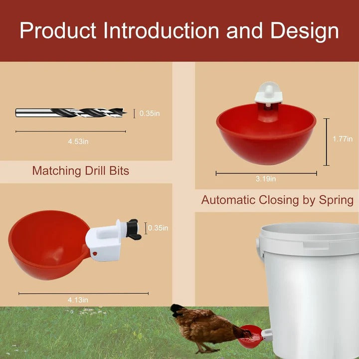 Automatic Chicken Waterer Set - 10 Pack for Effortless Poultry Hydration