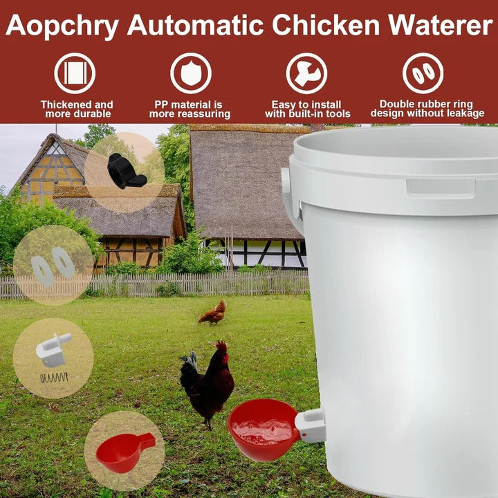 Automatic Chicken Waterer Set - 10 Pack for Effortless Poultry Hydration
