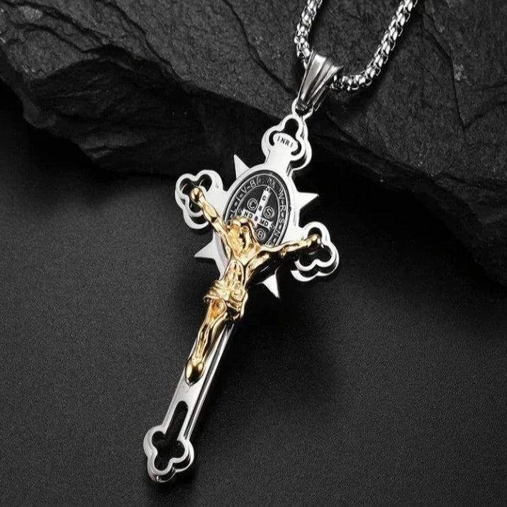 Double-Sided Engraved Celtic Cross Pendant Necklace with Durable Metal Chain - Unique Religious Jewelry Gift
