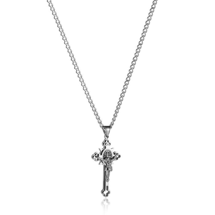 Double-Sided Engraved Celtic Cross Pendant Necklace with Durable Metal Chain - Unique Religious Jewelry Gift