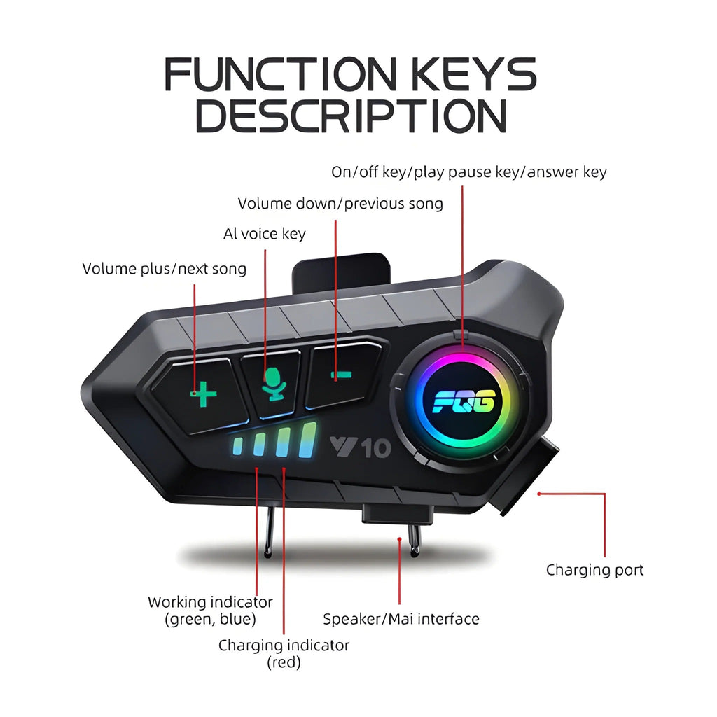 Premium Wireless Bluetooth Headset for Motorcycle Helmets - Crystal Clear Sound, Noise Cancellation, and Long Battery Life