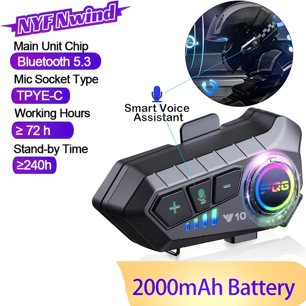 Premium Wireless Bluetooth Headset for Motorcycle Helmets - Crystal Clear Sound, Noise Cancellation, and Long Battery Life