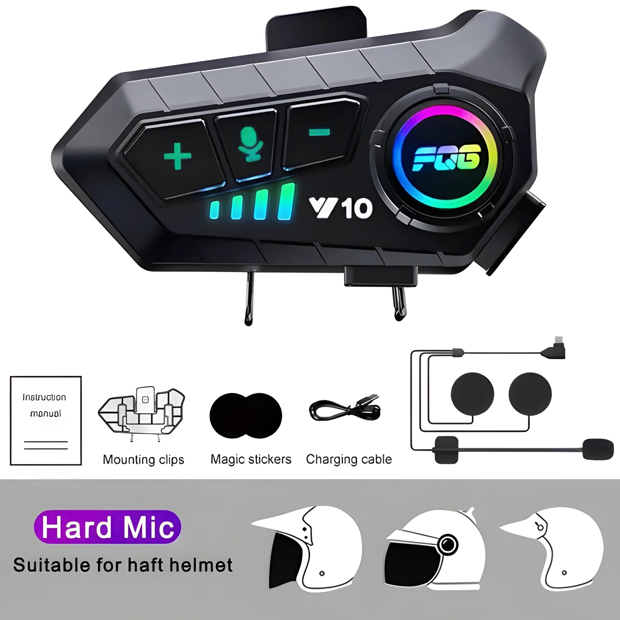 Premium Wireless Bluetooth Headset for Motorcycle Helmets - Crystal Clear Sound, Noise Cancellation, and Long Battery Life