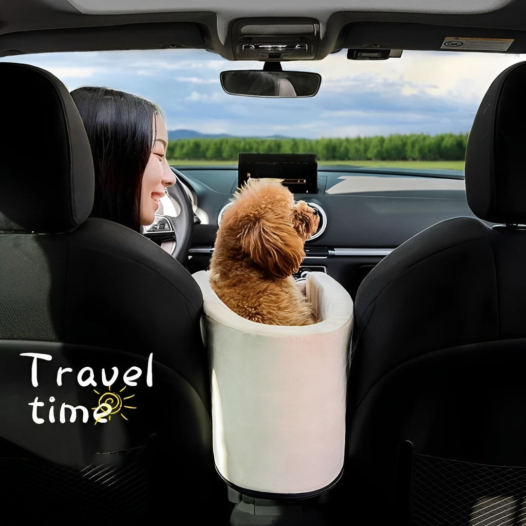 Compact Pet Travel Seat for Cars - Armrest Mount with Zipper Closure for Small Pets - Safe & Comfortable Travel Solution