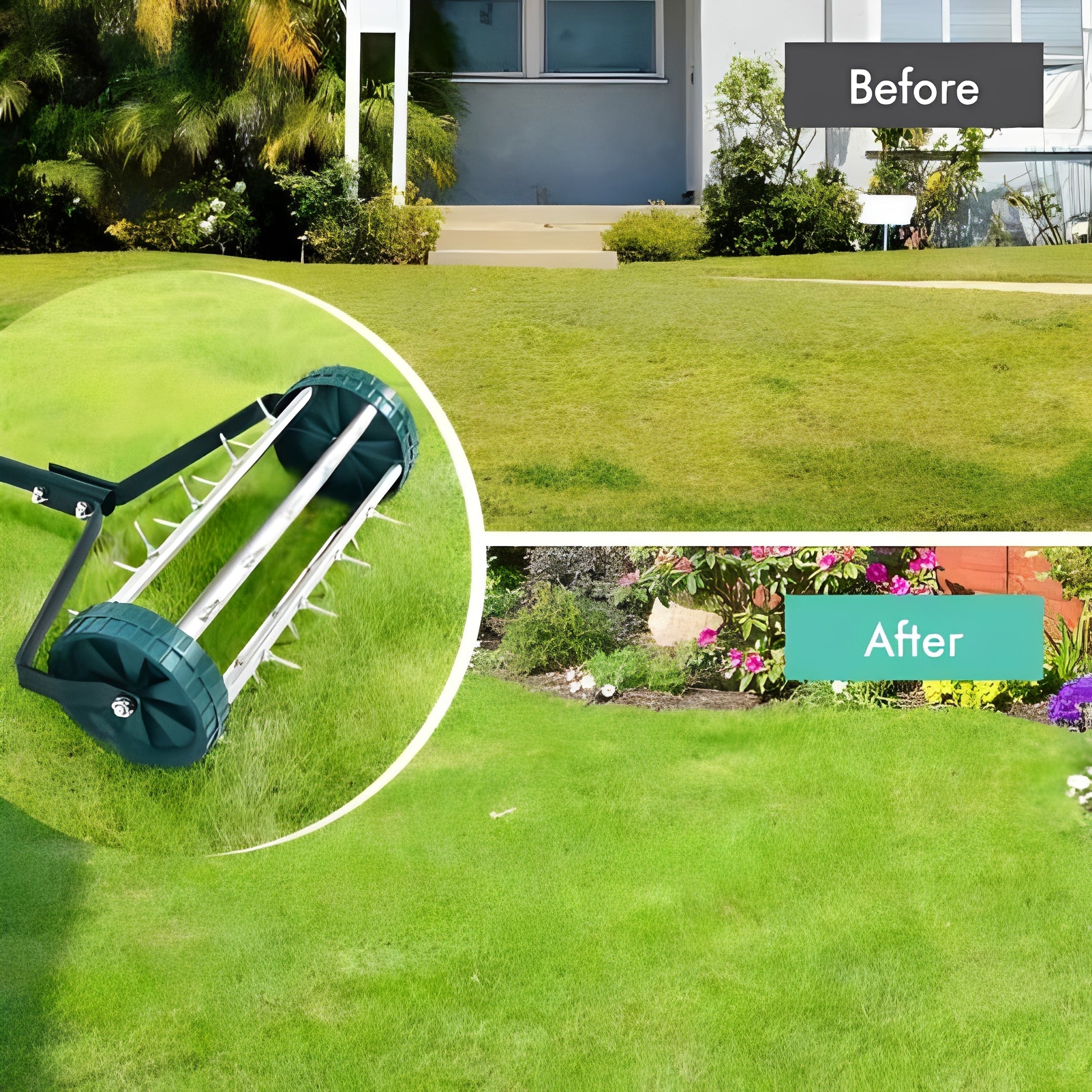 Premium Lawn Aerator Tool with Durable Steel Spikes - Manual Soil Aeration for Healthy Yard & Garden