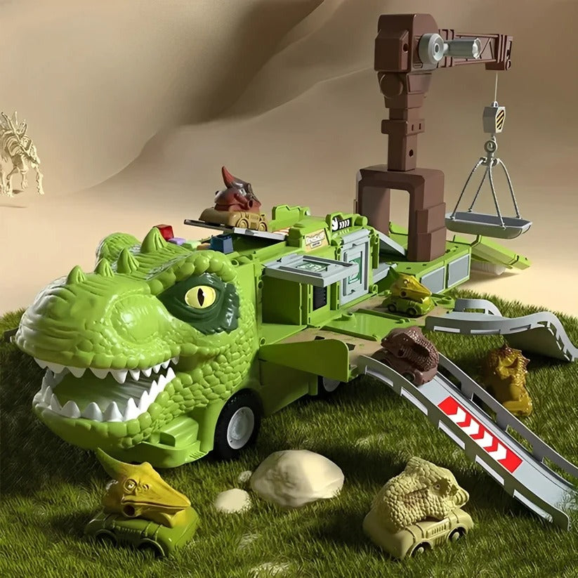 2-in-1 Dinosaur Truck Toy with Lights, Sounds & Storage - Interactive Playset for Kids