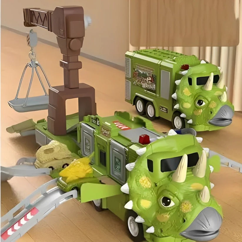 2-in-1 Dinosaur Truck Toy with Lights, Sounds & Storage - Interactive Playset for Kids