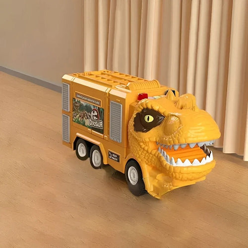 2-in-1 Dinosaur Truck Toy with Lights, Sounds & Storage - Interactive Playset for Kids