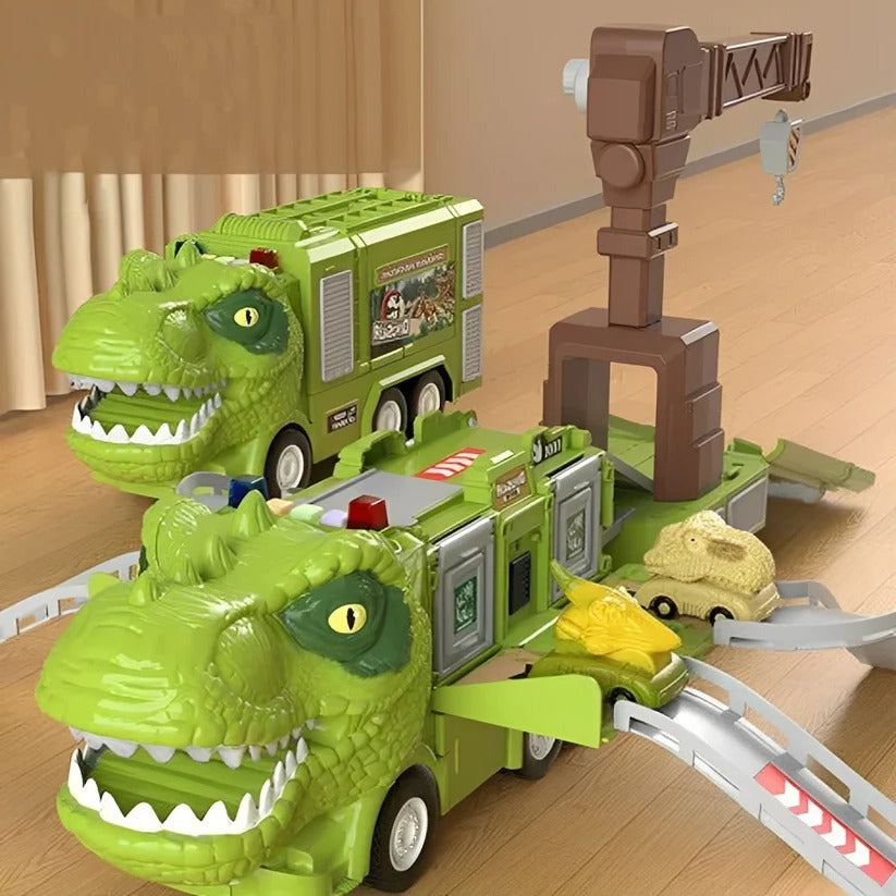 2-in-1 Dinosaur Truck Toy with Lights, Sounds & Storage - Interactive Playset for Kids