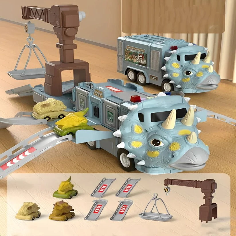 2-in-1 Dinosaur Truck Toy with Lights, Sounds & Storage - Interactive Playset for Kids