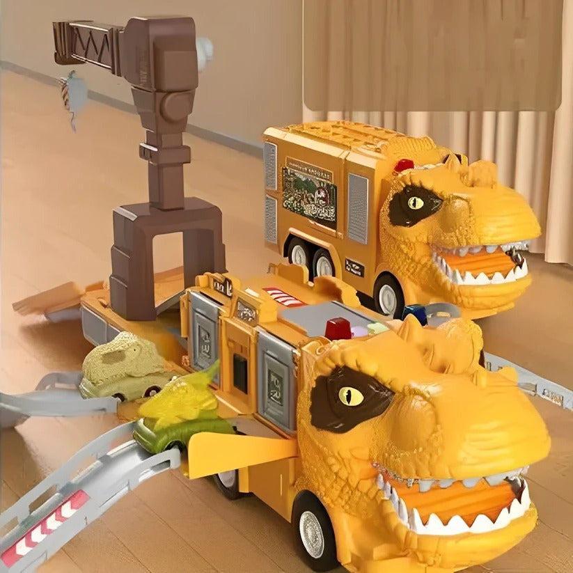 2-in-1 Dinosaur Truck Toy with Lights, Sounds & Storage - Interactive Playset for Kids