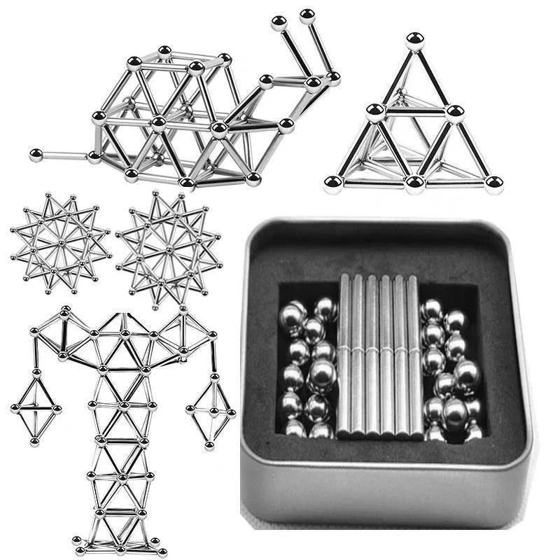 Magnetic Building Sphere Kit with DIY Connector Rods - Creative STEM Toy for Kids and Adults