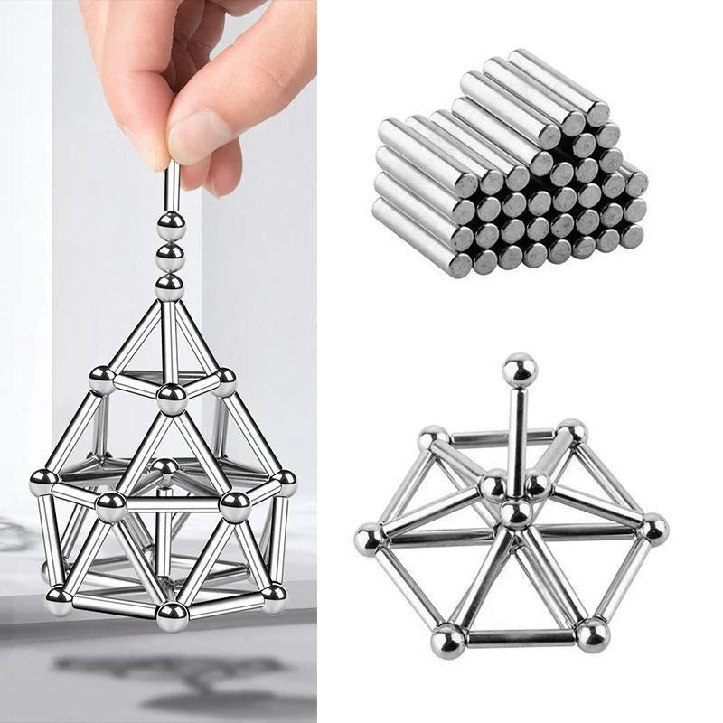 Magnetic Building Sphere Kit with DIY Connector Rods - Creative STEM Toy for Kids and Adults
