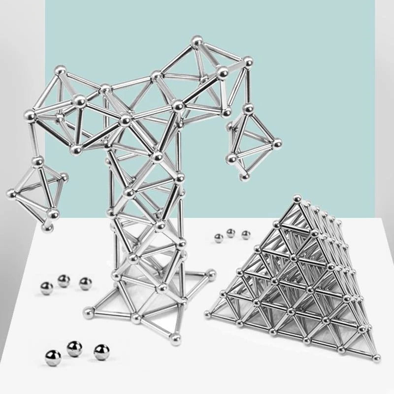 Magnetic Building Sphere Kit with DIY Connector Rods - Creative STEM Toy for Kids and Adults