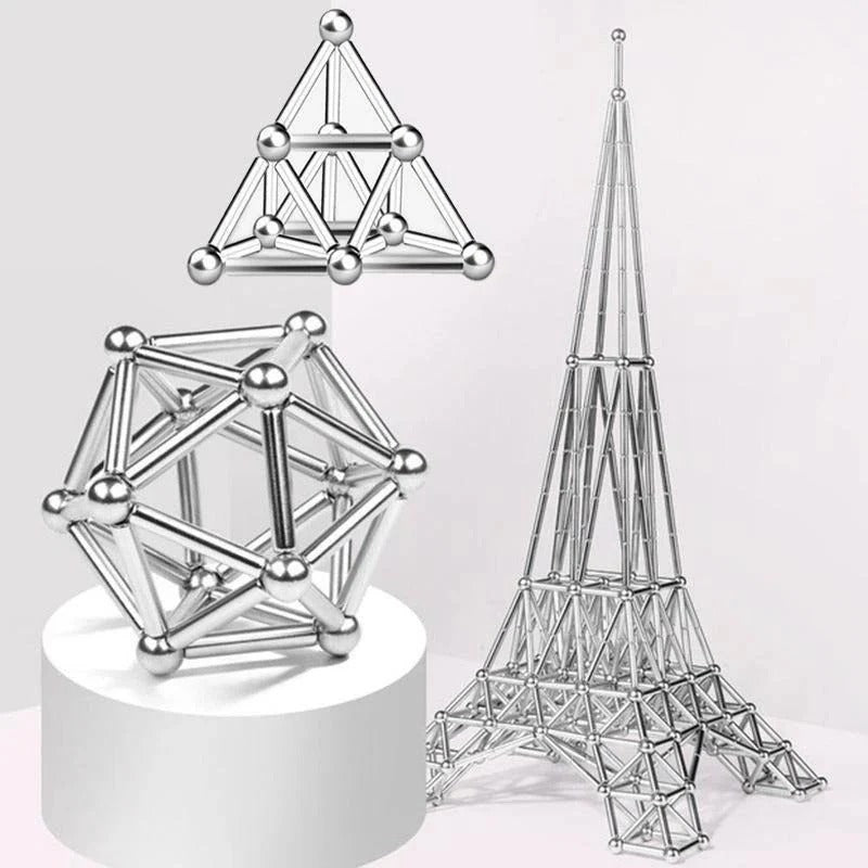 Magnetic Building Sphere Kit with DIY Connector Rods - Creative STEM Toy for Kids and Adults