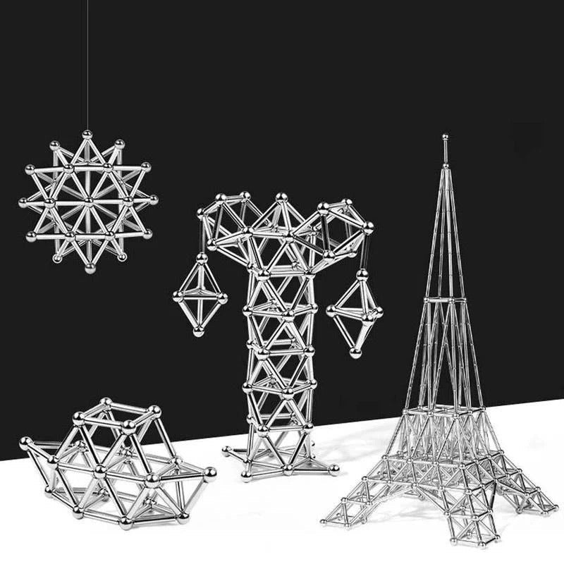 Magnetic Building Sphere Kit with DIY Connector Rods - Creative STEM Toy for Kids and Adults