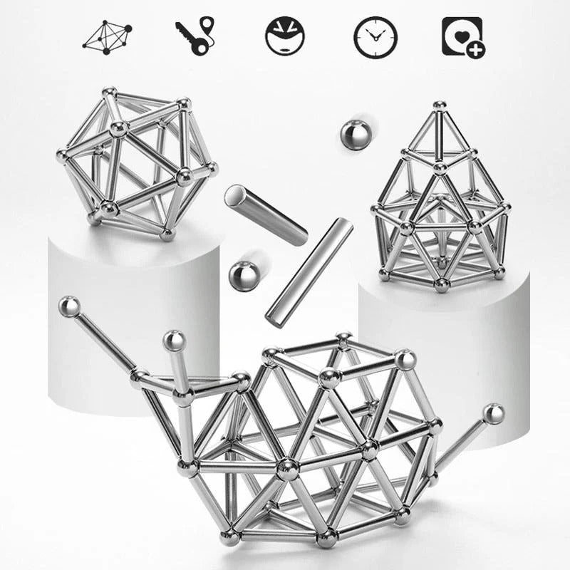 Magnetic Building Sphere Kit with DIY Connector Rods - Creative STEM Toy for Kids and Adults