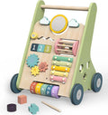 Adjustable Wheel Resistance Wooden Activity Walker for Toddlers - Safe & Sturdy Developmental Toy