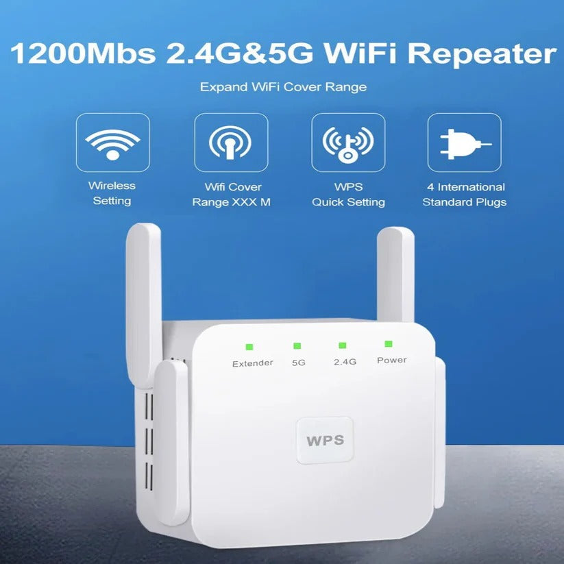 Dual Band WiFi Range Extender with Easy WPS Setup - Boost Your Internet Coverage & Eliminate Dead Zones