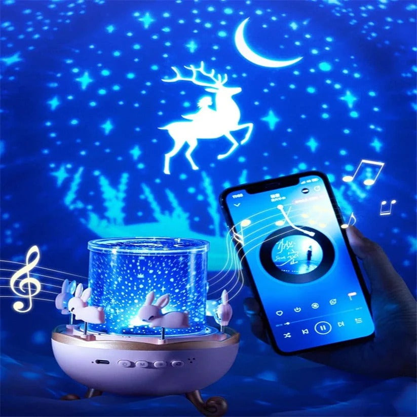 Rechargeable Bedtime Projector & Wireless Bluetooth Speaker - Soothing Night Light & Starry Sky Display for Kids and Adults