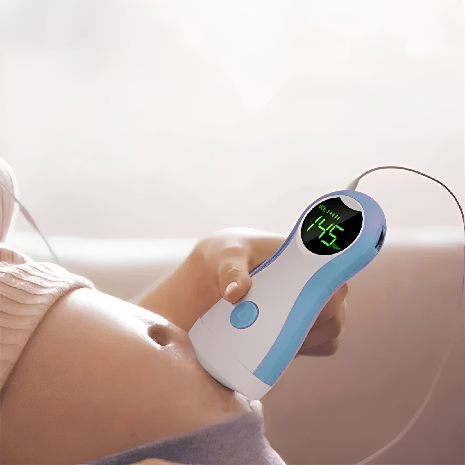 Portable Handheld Fetal Doppler Monitor with LCD Display & Headphone Output - Prenatal Heartbeat Listener