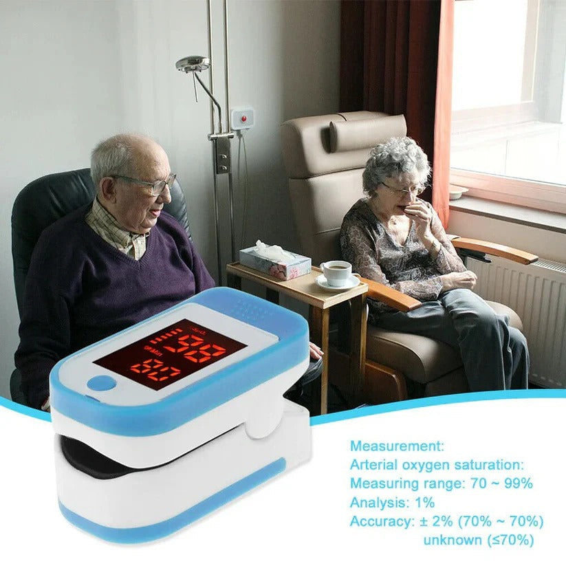 Digital Fingertip Pulse Oximeter with Bright LED Display - Accurate Blood Oxygen Saturation & Heart Rate Monitor