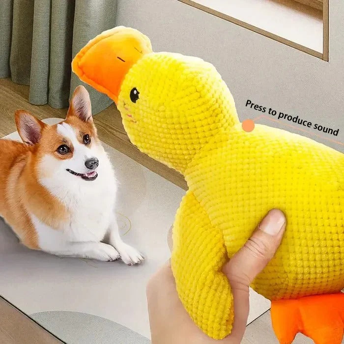Durable Duck Shaped Squeaky Dog Toy - Reinforced Stitching for Extra Toughness | Perfect for Playtime & Fetch