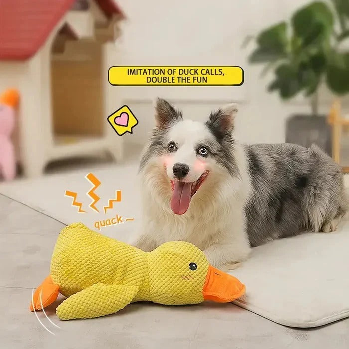 Durable Duck Shaped Squeaky Dog Toy - Reinforced Stitching for Extra Toughness | Perfect for Playtime & Fetch