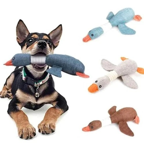 Durable Reinforced Goose Plush Dog Toy with Textured Fabric for Ultimate Chewing Fun
