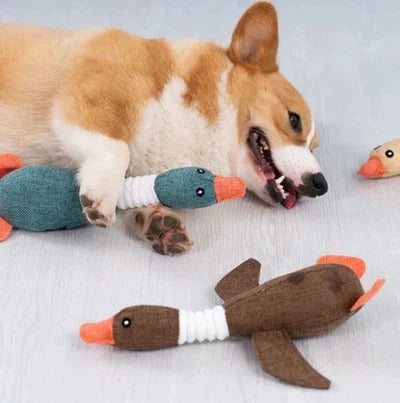 Durable Reinforced Goose Plush Dog Toy with Textured Fabric for Ultimate Chewing Fun