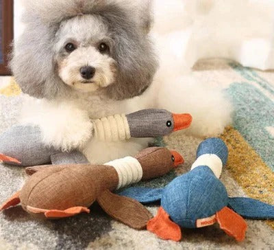 Durable Reinforced Goose Plush Dog Toy with Textured Fabric for Ultimate Chewing Fun