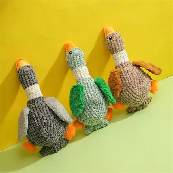 Durable Reinforced Goose Plush Dog Toy with Textured Fabric for Ultimate Chewing Fun