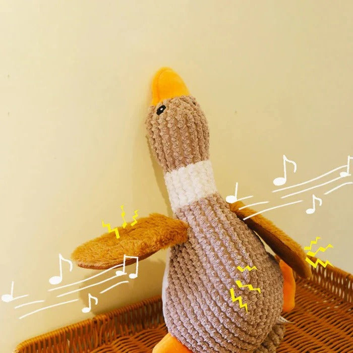 Durable Reinforced Goose Plush Dog Toy with Textured Fabric for Ultimate Chewing Fun